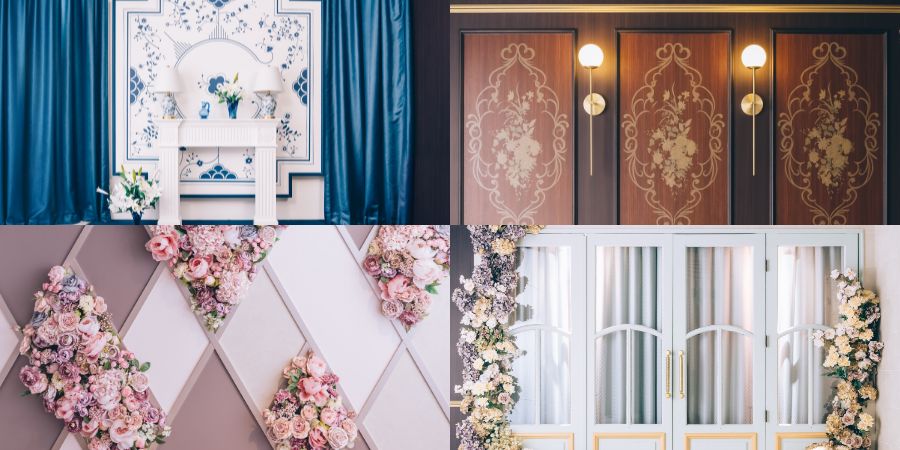 トレンド&ベーシックな背景セットが4つ並んでいる様子