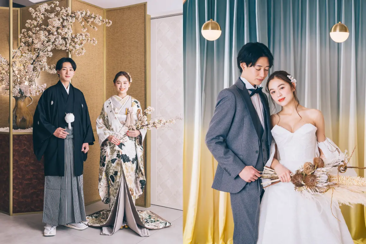 色打掛とウェディングドレス2人の新婦様