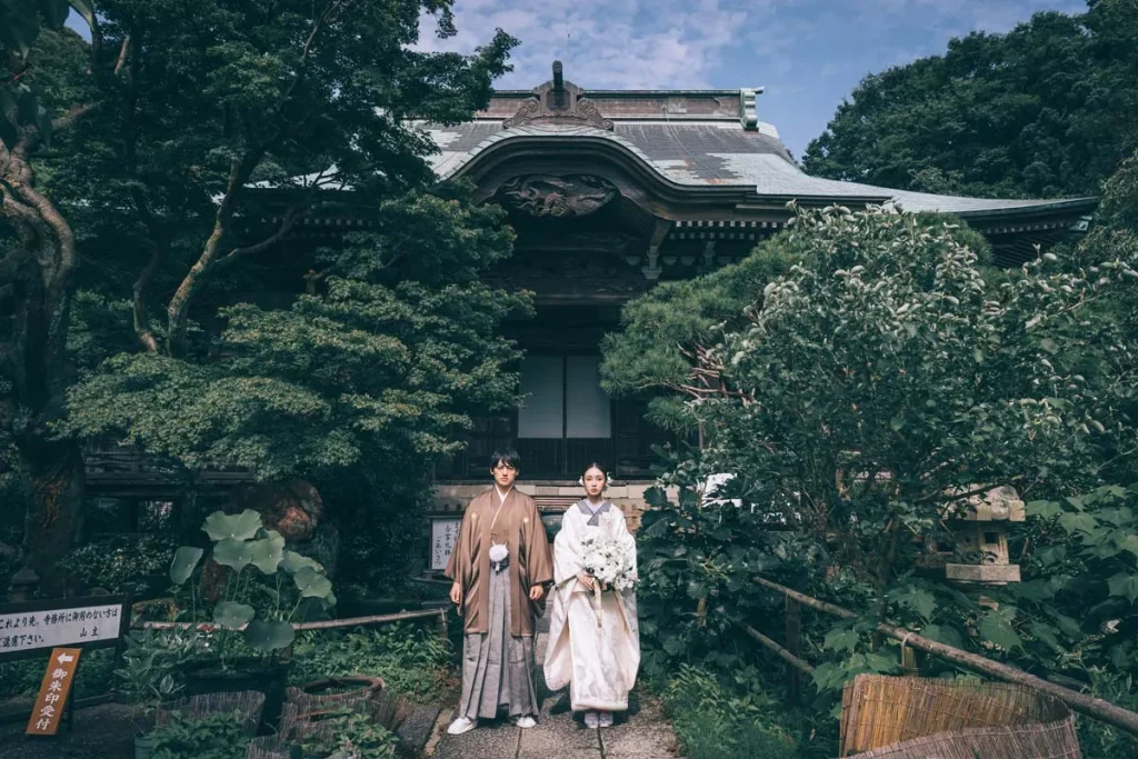 緑があふれる妙法寺で和装前撮り