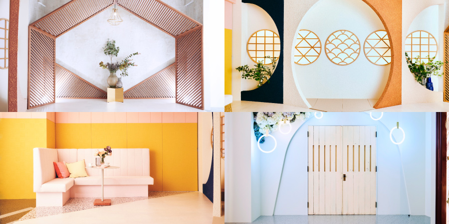 お洒落な背景セットが並んでいる写真