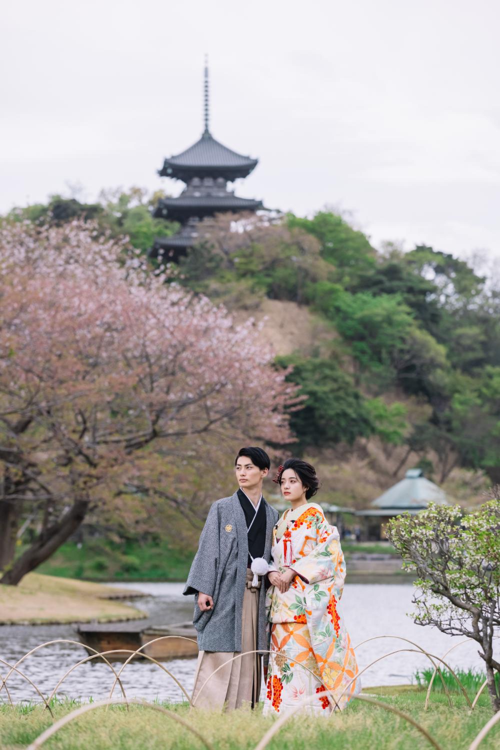 三渓園で撮影するロケーションフォト