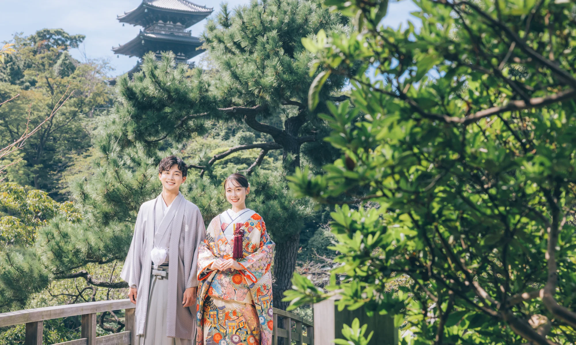 三渓園で撮影するロケーションフォト