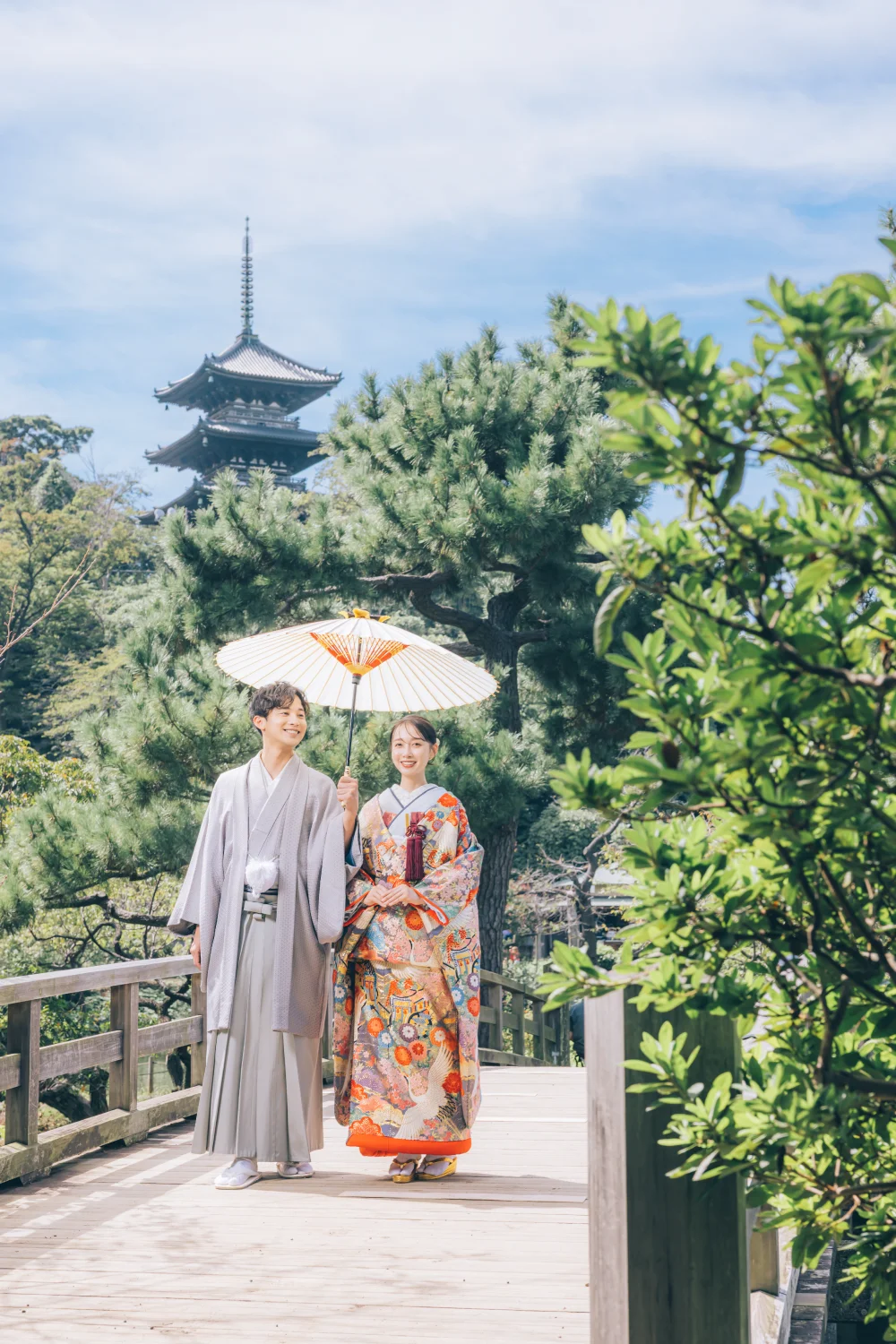 三渓園で撮影するロケーションフォト